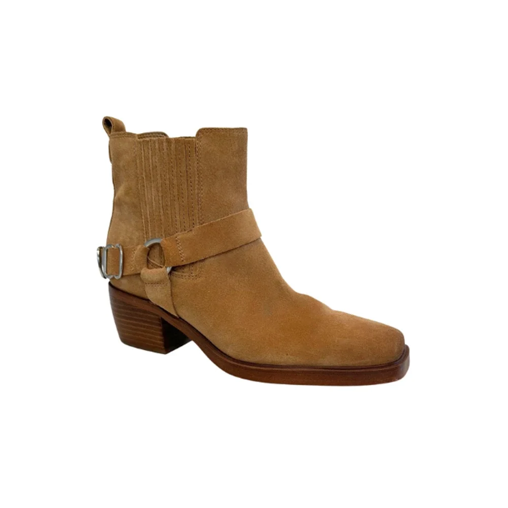 Sam Edelman Bellamie Bootie Ankle Boots Western Camel Suede Tan Women's Size 8 - Picture 1 of 8
